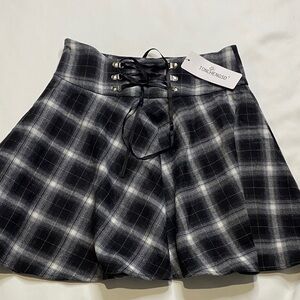 Black and White Plaid Skater Skirt